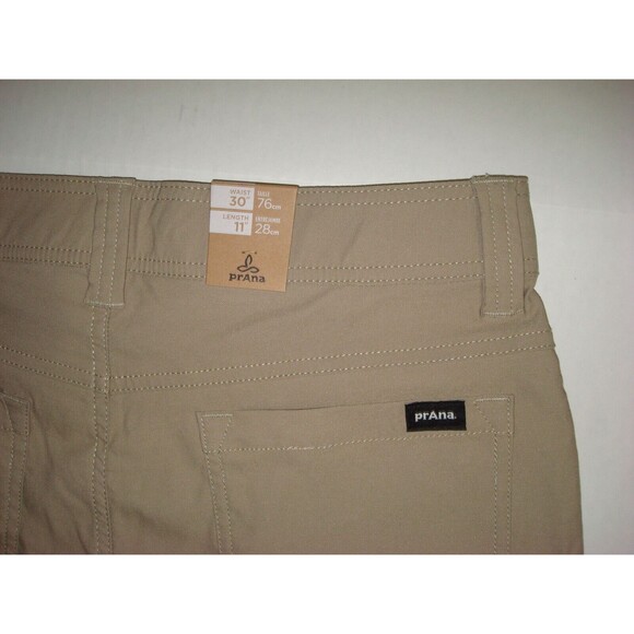 New Mens Prana Shorts 30 x 11 Tan Shorts NWT Performance Casual Brion II San UPF - Picture 3 of 3